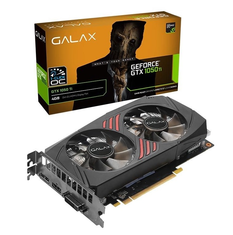 Placa de Vídeo 4GB Galax Geforce GTX 1050Ti - 50IQH8DSQ3CC 1-Click