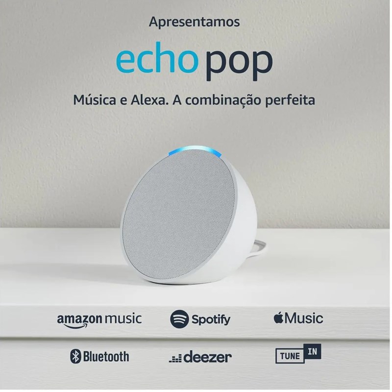 Caixa de Som Inteligente Alexa Echo Pop C2H4R9 Wi-Fi Bluetooth Branca CX 1  UN - Seven Digital