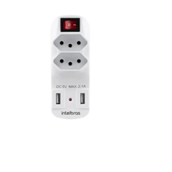 Adaptador de 2 Tomadas e Carregador 2 USB Intelbras EAC 1002 - 4824000 Branco 10A UN 1 UN