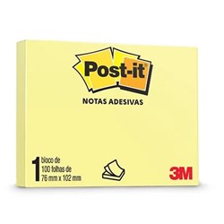 Bloco Adesivo 3M Post-IT 657 c/ 1 Bloco 76x102mm Amarelo PT 100 fls