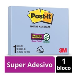 Bloco Adesivo 3M Post-IT 657 c/ 1 Bloco 76x102mm Azul PT 90 fls