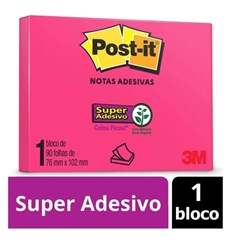 Bloco Adesivo 3M Post-IT 657 c/ 1 Bloco 76x102mm Rosa PT 90 fls