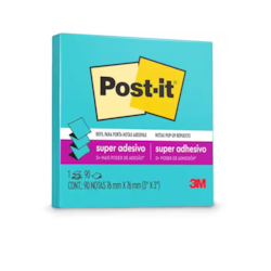 Bloco Adesivo 3M Post-IT HB004312573 c/ 1 Bloco 76x76mm Azul PT 90 Fls