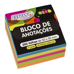 Bloco Adesivo BRW BA5050 Color Neon c/ 1 bloco 50x50mm BL 250 fls