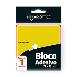 Bloco Adesivo Jocar Office 91112 c/ 1 bloco 100 fhs 76x76mm Amarelo BL 100 fhs