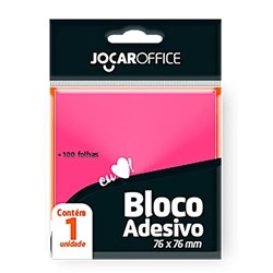 Bloco Adesivo Jocar Office 91117 Rosa c/ 1 bloco 76x76mm BL 100 fls