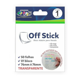 Bloco Adesivo Off Paper Off Stick Transparente Neon 76x76mm BL 50 Fls