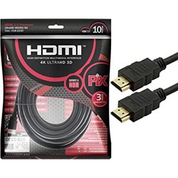 Cabo HDMI 2.0 PIX 018-2230 Gold 4K 10 Metros Preto PT 1 UN