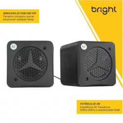 Caixa de Som Bright 0359 USB 5W RMS Plug 3,5mm Preto CX 1 UN