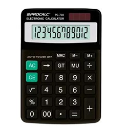 Calculadora de Mesa Procalc PC 730 - 12 Dígitos Solar/Bateria Preto CX 1 UN