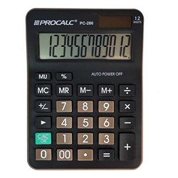 Calculadora de Mesa Procalc PC286 - 12 Dígitos Solar/Pilha Preto BT 1 UN