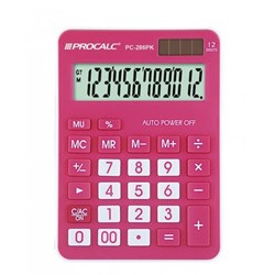 Calculadora de Mesa Procalc PC286 - 12 Dígitos Solar/Pilha Rosa CX 1 UN