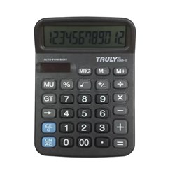 Calculadora de Mesa Truly 836B-12 - 12 Dígitos Solar/Pilha Preto CX 1 UN