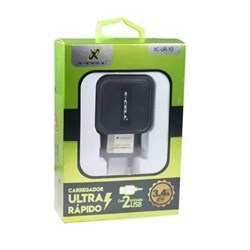 Carregador Celular Ultra Rápido 3,4A X-Cell  XCUR-10  c/  USB Preto BT 1 UN