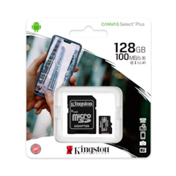 Cartão de Memória 128GB Micro SD Kingston Canvas SDCS2/128GB Classe 10 c/ Adaptador BT 1 UN