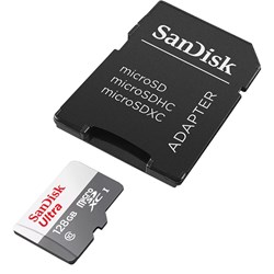 Cartão de Memória 128GB Micro SD Sandisk Ultra SDSQUNR-128G-GN3MA Classe 10 c/ Adaptador BT 1 UN