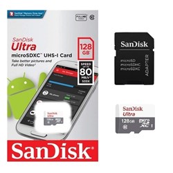Cartão de Memória 128GB Micro SD Sandisk Ultra SDSQUNS 128G-GN6TA Classe 10 c/ Adaptador BT 1 UN