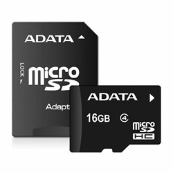 Cartão de Memória 16GB Micro SD Adata AUSDH16GCL4-RA1 Classe 4 c/ Adaptador BT 1 UN