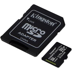 Cartão de Memória 32GB Micro SD Kingston Canvas SDCS2/32GB Classe 10 c/ Adaptador BT 1 UN