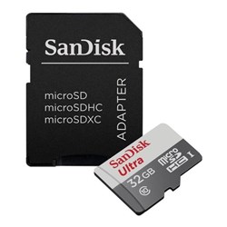 Cartão de Memória 32GB Micro SD Sandisk Ultra SDSQUNR-032G-GN3MA Classe 10 c/ Adaptador BT 1 UN