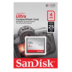 Cartão de Memória 4GB Compact Flash Sandisk Ultra SDCFHS-004G-G46 Speed 25MB/s BT 1 UN