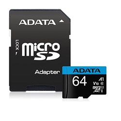 Cartão de Memória 64GB Micro SD Adata UHS-I - AUSDX64GUICL10A1-RA1 Class 10 c/ Adaptador BT 1 UN