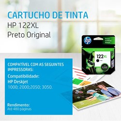 Cartucho de Tinta HP 662XL Preto CZ105AB Original 6,5ml CX 1 UN