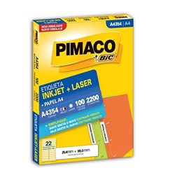Etiqueta A4 Inkjet/Laser Pimaco A4354 c/ 2200 Etiq 25,4x99,0mm Branco CX 100 Fhs