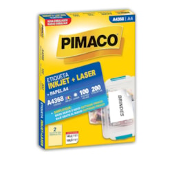 Etiqueta A4 Inkjet/Laser Pimaco A4368 c/100 Etiq 143,4x199,9mm Branca CX 100 Fhs