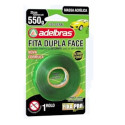 Fita Adesiva Dupla Face Adelbras Fixa Pro CA200 0815000016 Massa Adesiva 550G 12x2m Verde BT 1 UN