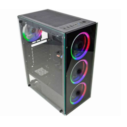 Gabinete Gamer Mid Tower K-Mex AL10 - CG10H3RH001CB0X Lateral Vidro c/3 Fan 120x120mm sem Fonte Preto CX 1 UN