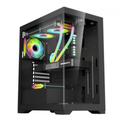 Gabinete Gamer Mid Tower K-Mex Poseidon 12H5 - CG12H5RH0010B0X Painel Lateral Vidro sem Fonte Preto CX 1 UN