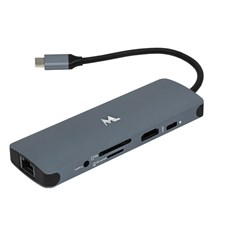 Hub 7x1 USB Type C Mtek DS-91TC 3 Portas 3.0 HDMI SD/TF Type C Plug 3.5mm Lan RJ45 Preto