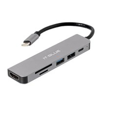 Hub USB 2 Portas IT-Blue LE-4137 3.0 Type C HDMI Cinza CX 1 UN