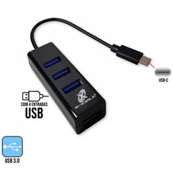Hub USB 4 Portas X-Cell XC-HUB-10 Tipo C para 4 Portas 3.0 BT 1 UN