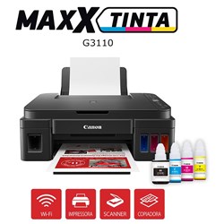 Impressora Multifuncional Tanque de Tinta Canon Mega Tank G3110 Colorida Wi-Fi Preto CX 1 UN