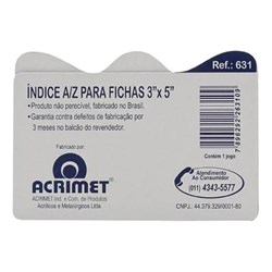 Indice para Fichário Acrimet 631 A/Z 3x5 Branco PT 1 UN