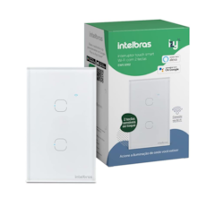 Interruptor Inteligente Wi-Fi Intelbras Smart EWS 1002BR - 4850015 com 2 Teclas Touch Branco CX 1 UN