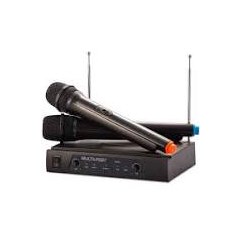 Microfone sem Fio + Receiver Multilaser SP328 Preto CX 2 UN