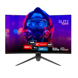 Monitor ELED Gamer 27" Level Elite Curve L2717REC Freesync G-sync 2 x HDMI DisplayPort USB 240Hz 1ms Preto CX 1 UN