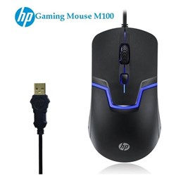 Mouse USB Gamer HP M100 7QV23AA#ABM RGB 4 Botões 1000DPI Preto CX 1 UN
