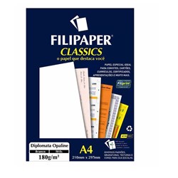 Papel Especial A4 Filipaper Diplomata Opaline FP 01445 Branco 180G 210x297mm CX 50 Fhs