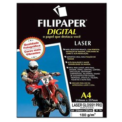 Papel Glossy Pro A4 Filipaper 02511 Laser 180g Dupla Face 210x297mm PT 30 FLS