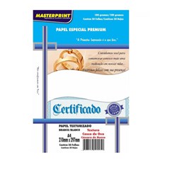 Papel Premium A4 Texturizado Casca de Ovo Masterprint 121010003 180G Branco PT 50 UN