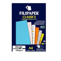 Papel Vergê A4 Filipaper FP00995 Água Marinha 180g 210x297mm PT 50 FLS