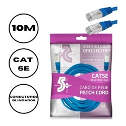 Patch Cord Blindado Cat.5E 5+ 018-9920 Azul 10Mts PT 1 UN