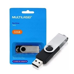 Pen Drive 32GB Multilaser Twist PD589 USB 2.0 Preto BT 1 UN