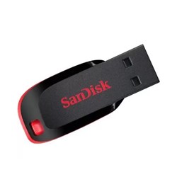 Pen Drive 64GB Sandisk Cruzer Blade SDCZ50-0064G-B35 USB 2.0 Preto/Verm BT 1 UN