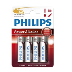 Pilha Alcalina AA Philips LR6 Power 1,5V BT 4 UN