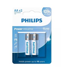 Pilha Alcalina AA Philips LR6P2B/59 Mignon 1,5v BT 2 UN